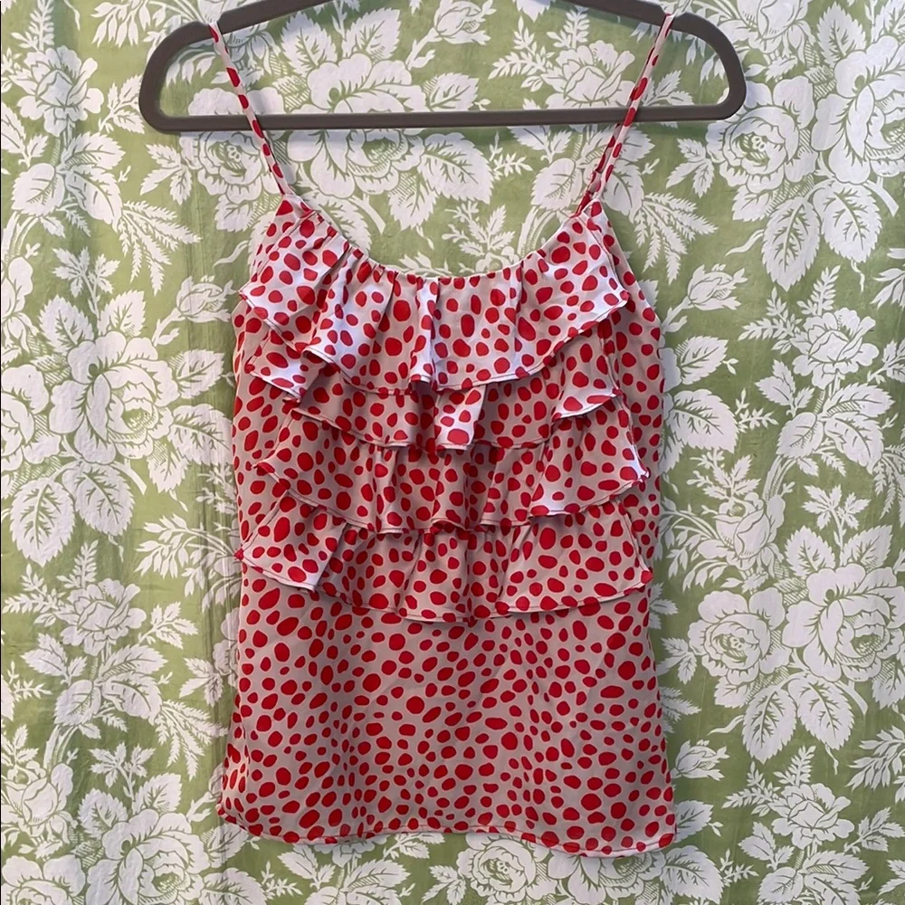 🏝️Big $5 Sale!🏝️Red Polka Dot Ruffle Camisole - Picture 1 of 4